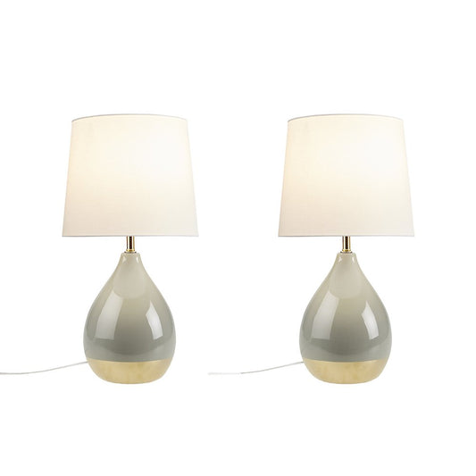 Liora 2-Tone Ceramic Table Lamp Set of 2, Sage Green/Gold color