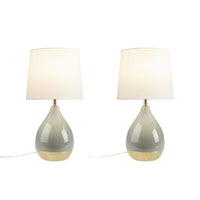 Liora 2-Tone Ceramic Table Lamp Set of 2, Sage Green/Gold color