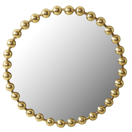 27" Medium Decorative Round Wall Mirror with Beaded Metal Frame