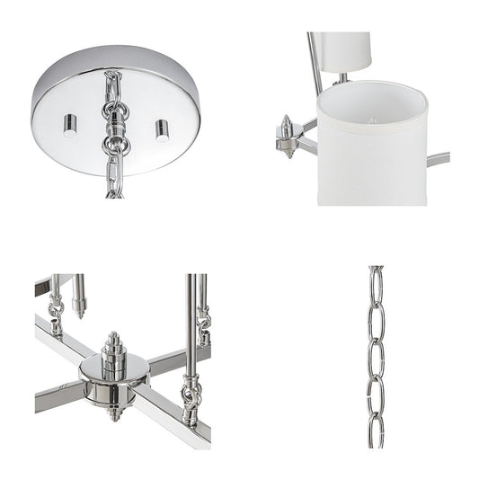 Elegenza 6-light Chandelier with Fabric Drum Shades in Chrome Color