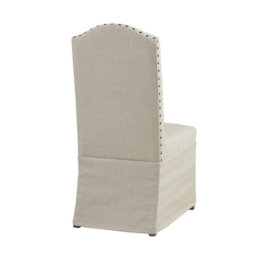 Set of 2 High Back Dining Chairs with Skirts
