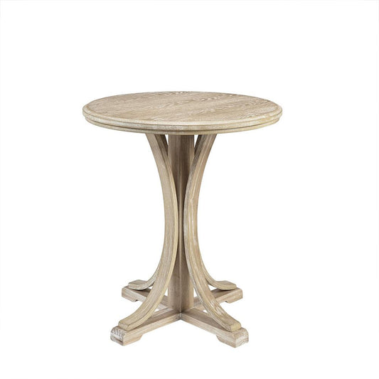 Fatima Round Accent Table, Reclaimed Wheat color