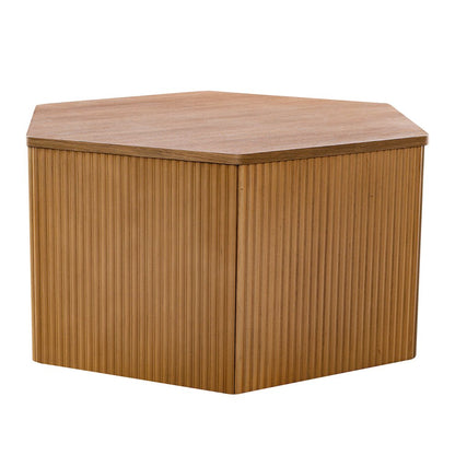 Honey Fluted Hexagon Coffee Table, Natural color