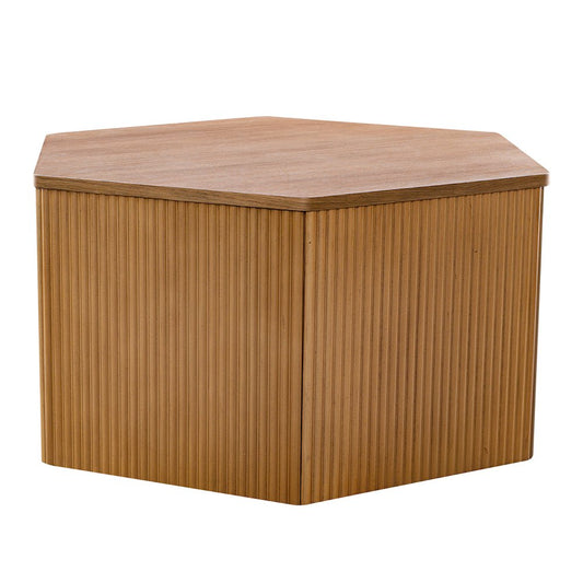 Honey Fluted Hexagon Coffee Table, Natural color