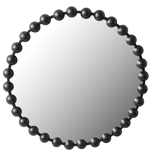 27" Medium Decorative Round Wall Mirror with Beaded Metal Frame