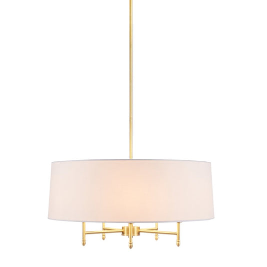 5-Light White Drum Shade Chandelier