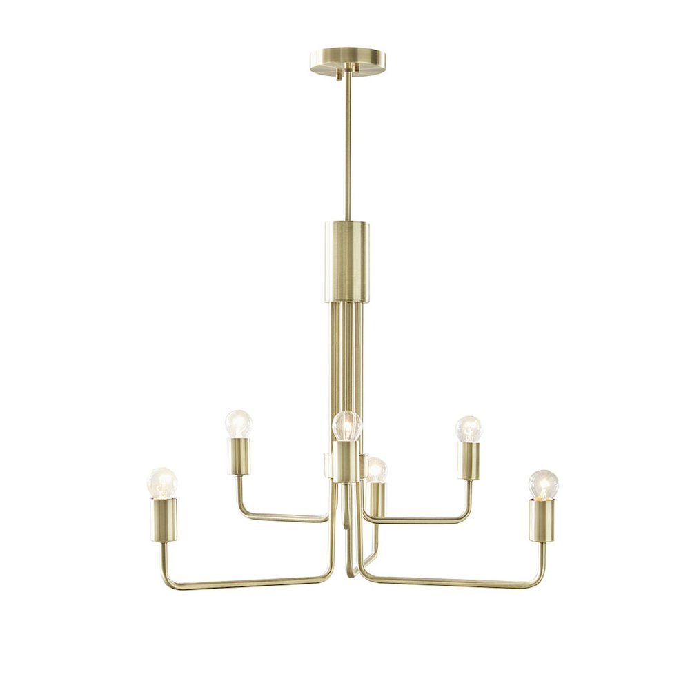 Milo 6-Light Metal Chandelier, Antique Brass color
