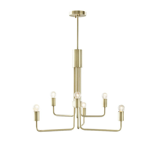 Milo 6-Light Metal Chandelier, Antique Brass color