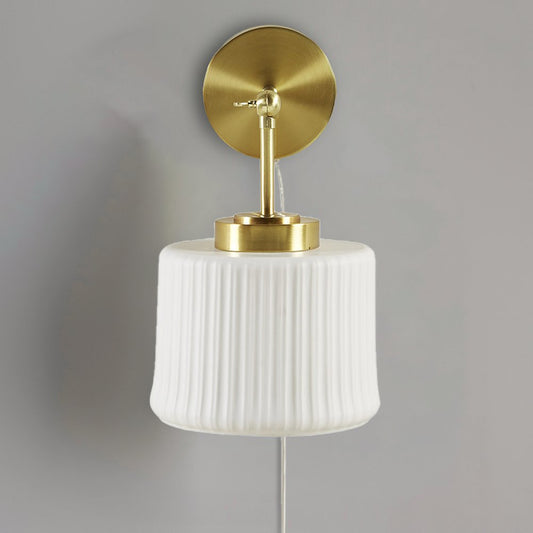 Luminex White Ceramic Wall Sconce with Adjustable Swing Arm in Gold/White Color