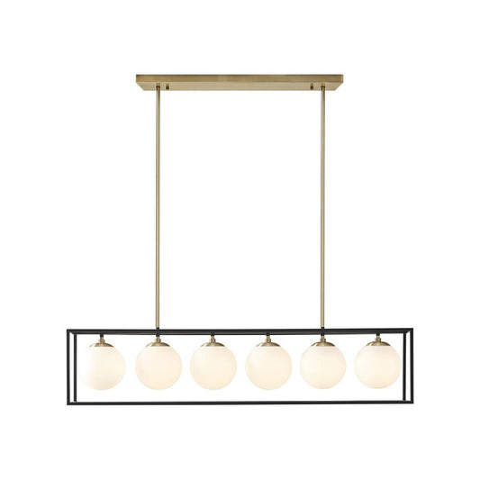 6-Light Frosted Glass Globe Linear Chandelier