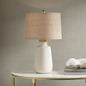 Tate Boho Textured Ceramic Table Lamp, Ivory color