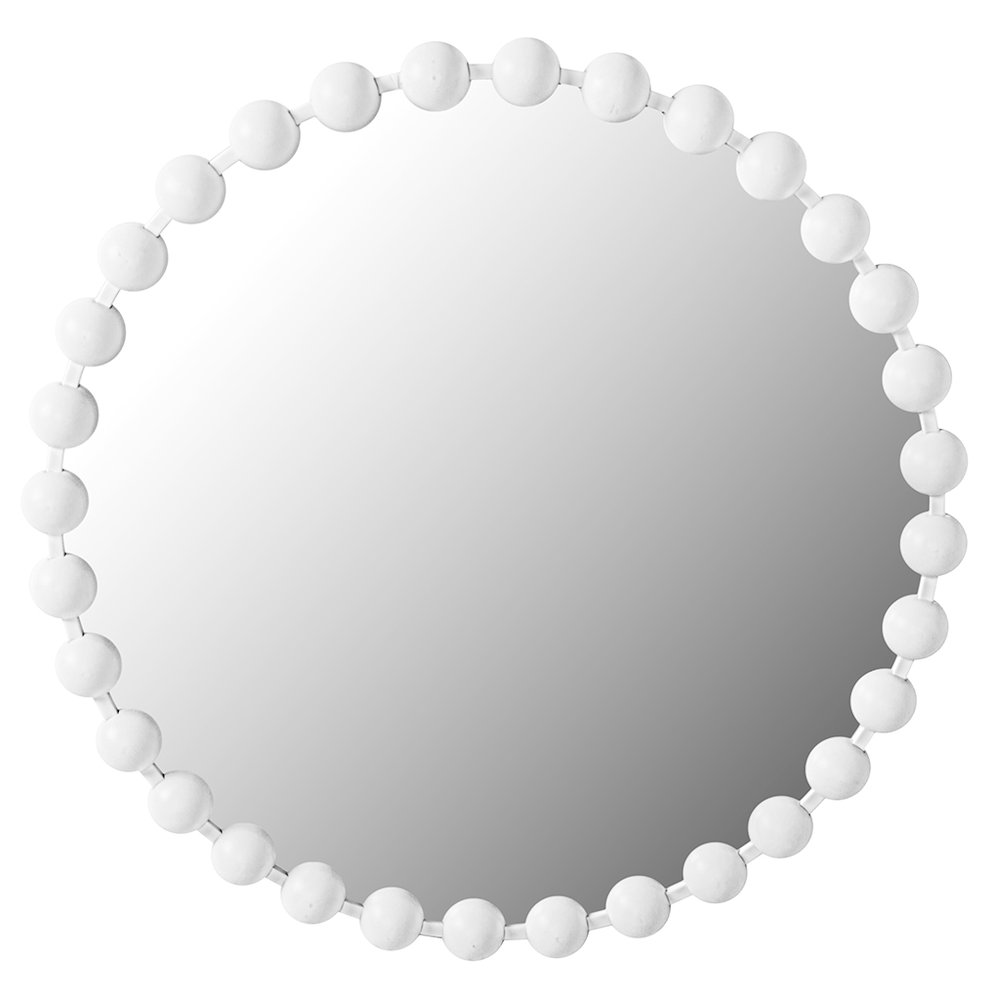 27" Medium Decorative Round Wall Mirror with Beaded Metal Frame