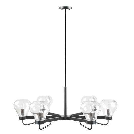 6-Light Chandelier with Bowl Shaped Glass Shades
