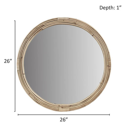 Natural Rattan Round Wall Mirror