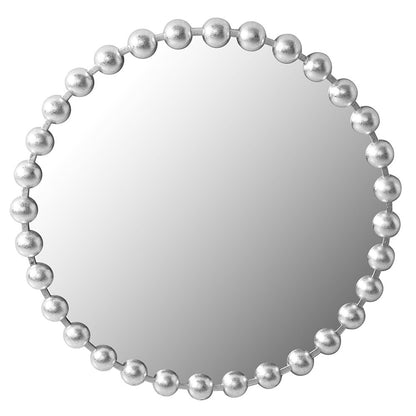 27" Medium Decorative Round Wall Mirror with Beaded Metal Frame