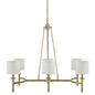 Elegenza 6-light Chandelier with Fabric Drum Shades in Antique Gold Color