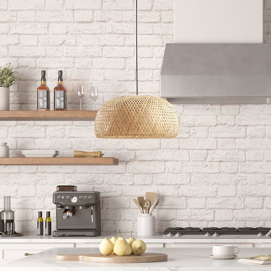 Astrid Bowl Shaped Bamboo Pendant, Natural color