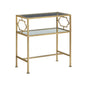 Gretna Rectangular Antique Gold Metal and Glass Accent Table