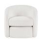 Silvie White Boucle Fabric Accent Chair with Ottoman