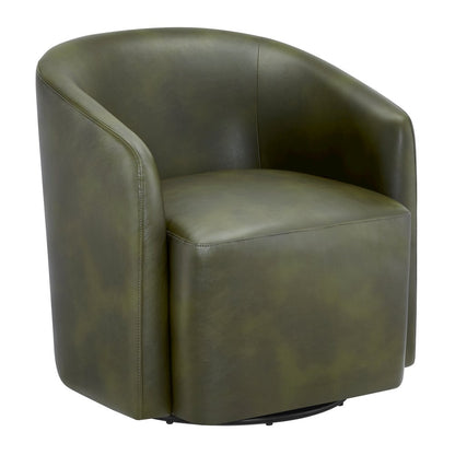 Amhurst Fern Green Faux Leather Swivel Barrel Chair