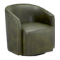 Amhurst Fern Green Faux Leather Swivel Barrel Chair