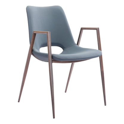 Desi Dining Chair (Set of 2) Azure Gray & Walnut