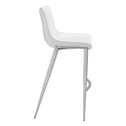 Magnus Barstool (Set of 2) White & Silver