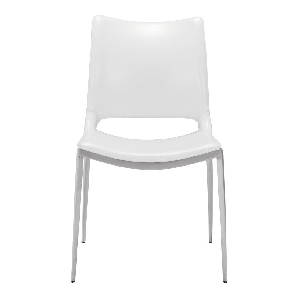 Ace Dining Chair (Set of 2) White & Silver