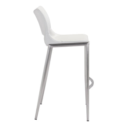 Ace Barstool (Set of 2) White & Silver