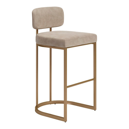 Velar Barstool (Set of 2) Beige & Bronze