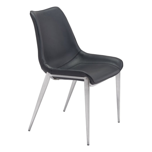 Magnus Dining Chair (Set of 2) Black & Silver