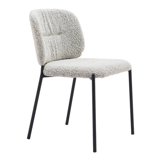 Plat Dining Chair (Set of 2) Gray made in Shearling Style Fabric 100% Polyester