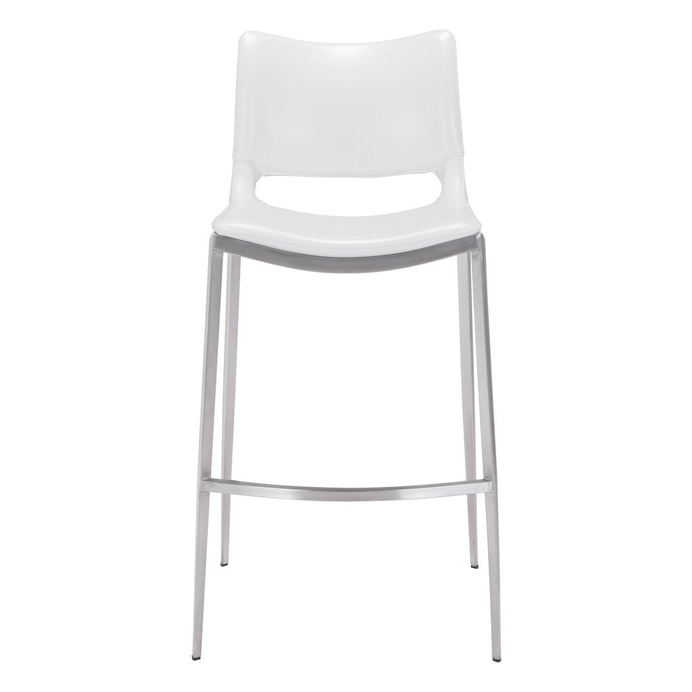 Ace Barstool (Set of 2) White & Silver