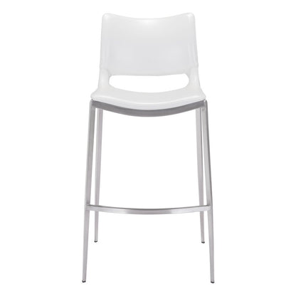 Ace Barstool (Set of 2) White & Silver