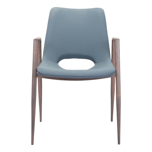 Desi Dining Chair (Set of 2) Blue & Walnut