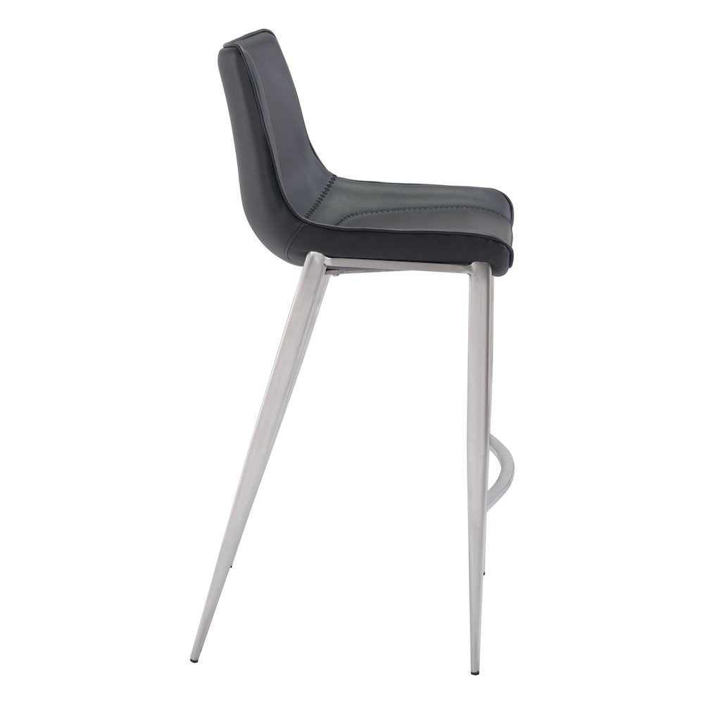 Magnus Barstool (Set of 2) Black & Silver