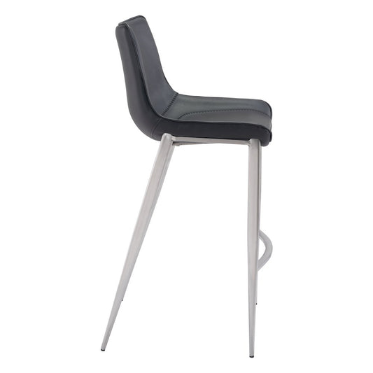 Magnus Barstool (Set of 2) Black & Silver