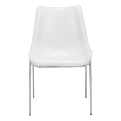 Magnus Dining Chair (Set of 2) White & Silver