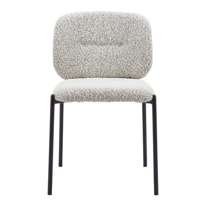 Plat Dining Chair (Set of 2) Gray made in Shearling Style Fabric 100% Polyester