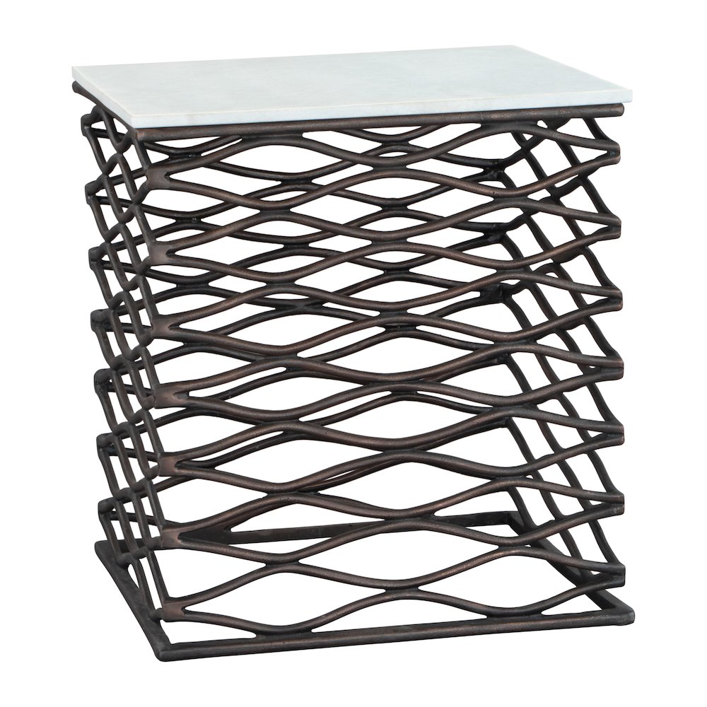 Duke Side Table White & Antique Bronze