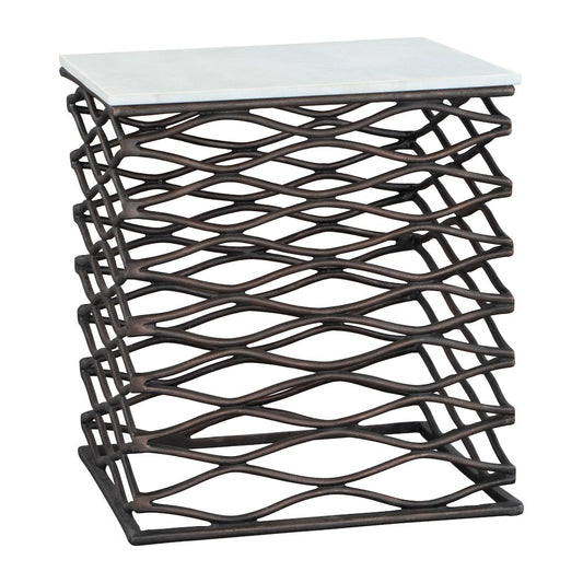Duke Side Table White & Antique Bronze