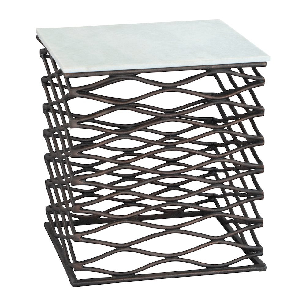 Duke Side Table White & Antique Bronze