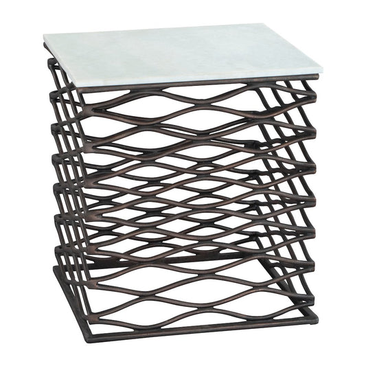 Duke Side Table White & Antique Bronze