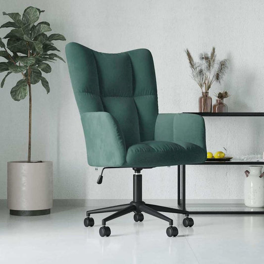 Relaxing Chair Dark Green Velvet