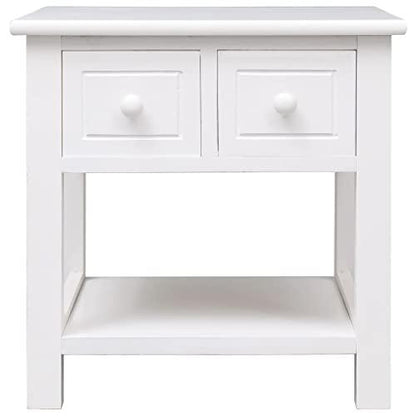 vidaXL Side Table White 15.7"x15.7"x15.7" Paulownia Wood, 284070