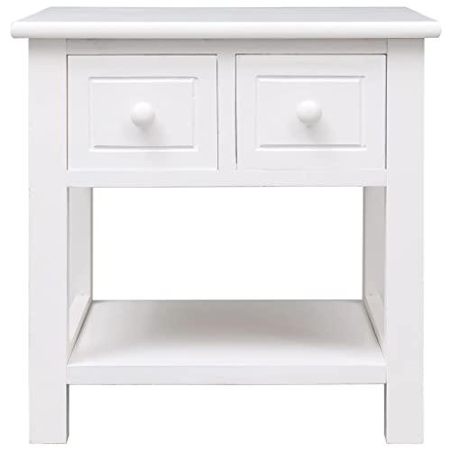 vidaXL Side Table White 15.7"x15.7"x15.7" Paulownia Wood, 284070