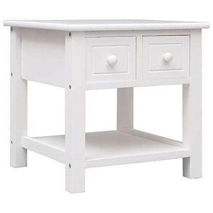 vidaXL Side Table White 15.7"x15.7"x15.7" Paulownia Wood, 284070