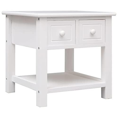 vidaXL Side Table White 15.7"x15.7"x15.7" Paulownia Wood, 284070