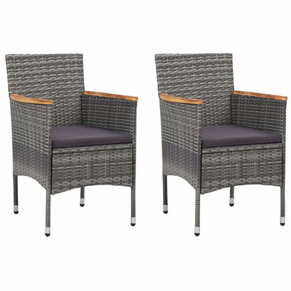 Rattan Chair Set of 2 Grey Poly rattan Standard Ergonomic