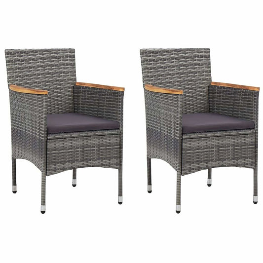 Rattan Chair Set of 2 Grey Poly rattan Standard Ergonomic